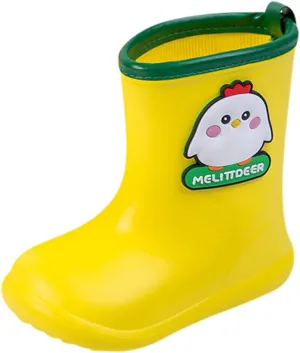 Baby Waterproof Rain Boots 1-8 Years Toddler Kids Baby Boys Girls Cartoon Rubber Waterproof Rain Shoes Rain Boots (Yellow, 5-6 Years)