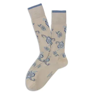 Beige Fresh of Modal Bimala Flower Mid-Calf Socks - Marcoliani