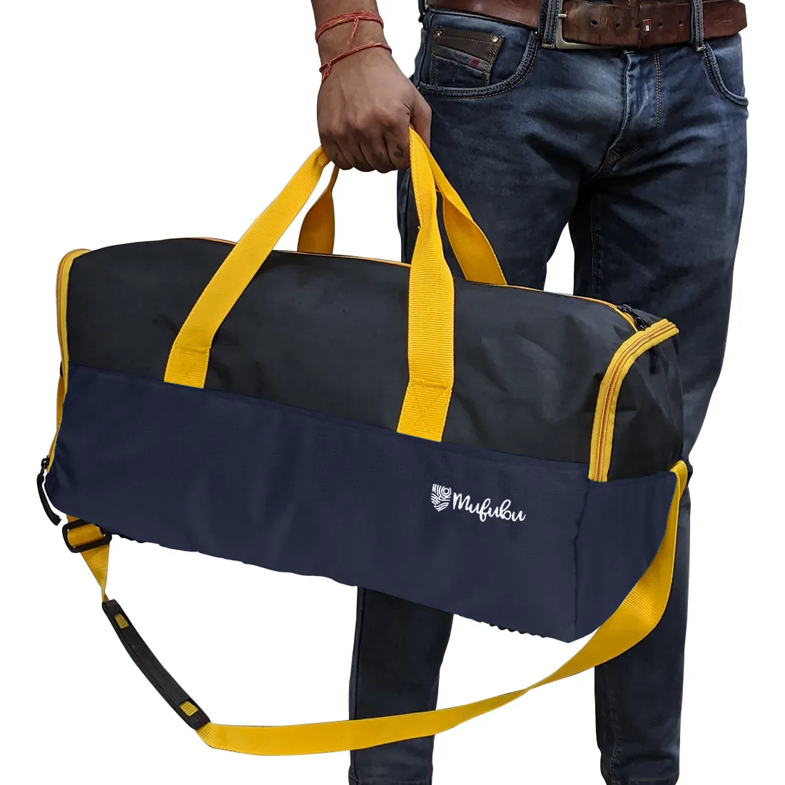 Buddys Duffle Gym Bag 32 Ltr - Navy Blue & Black