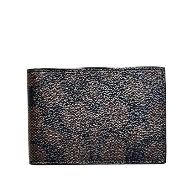 Coach Compact Billfold Wallet Mahogany/Black