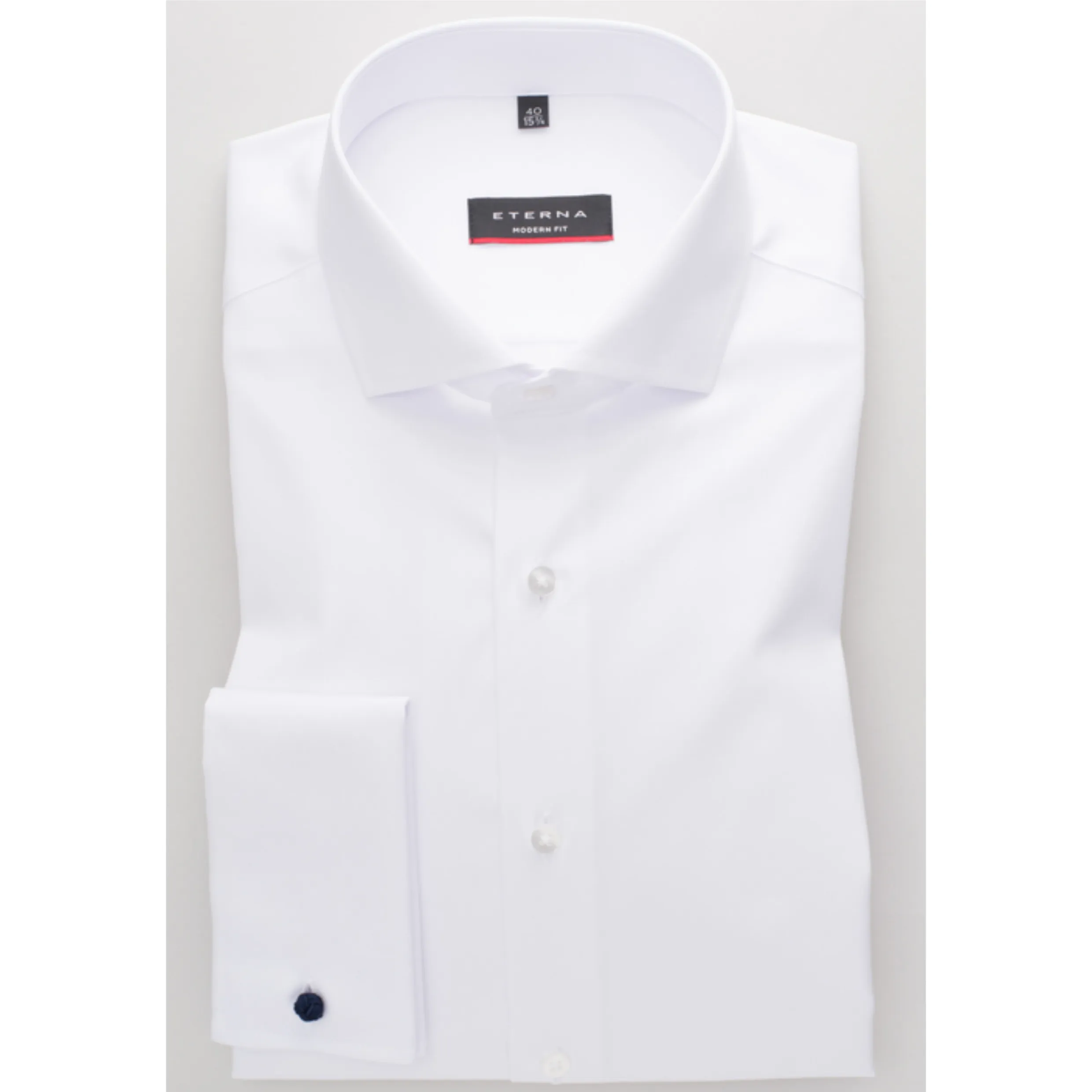 Eterna Tattoo Cover Up Shirt Swiss Cotton Non Iron Double Cuff - White