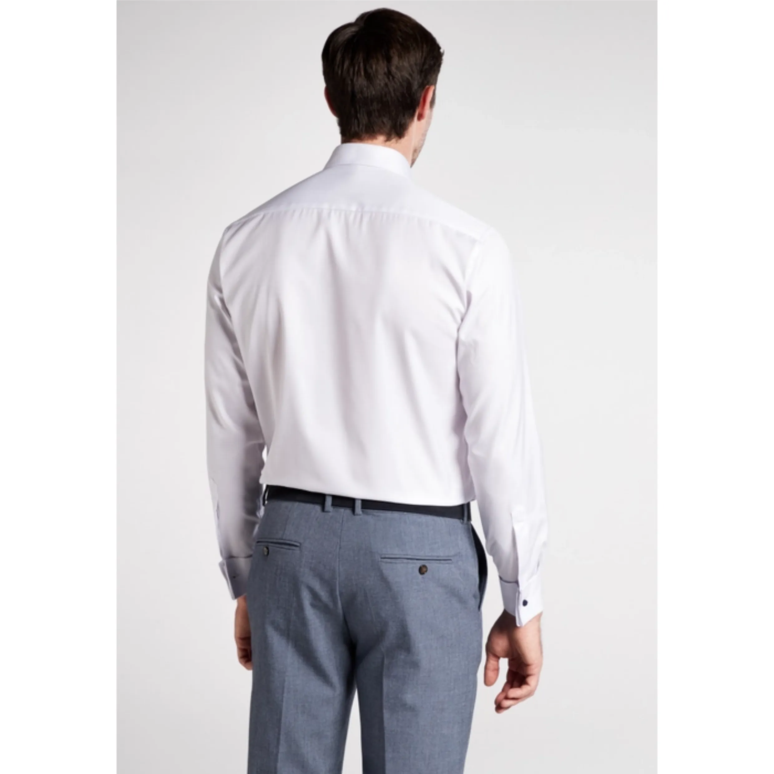 Eterna Tattoo Cover Up Shirt Swiss Cotton Non Iron Double Cuff - White