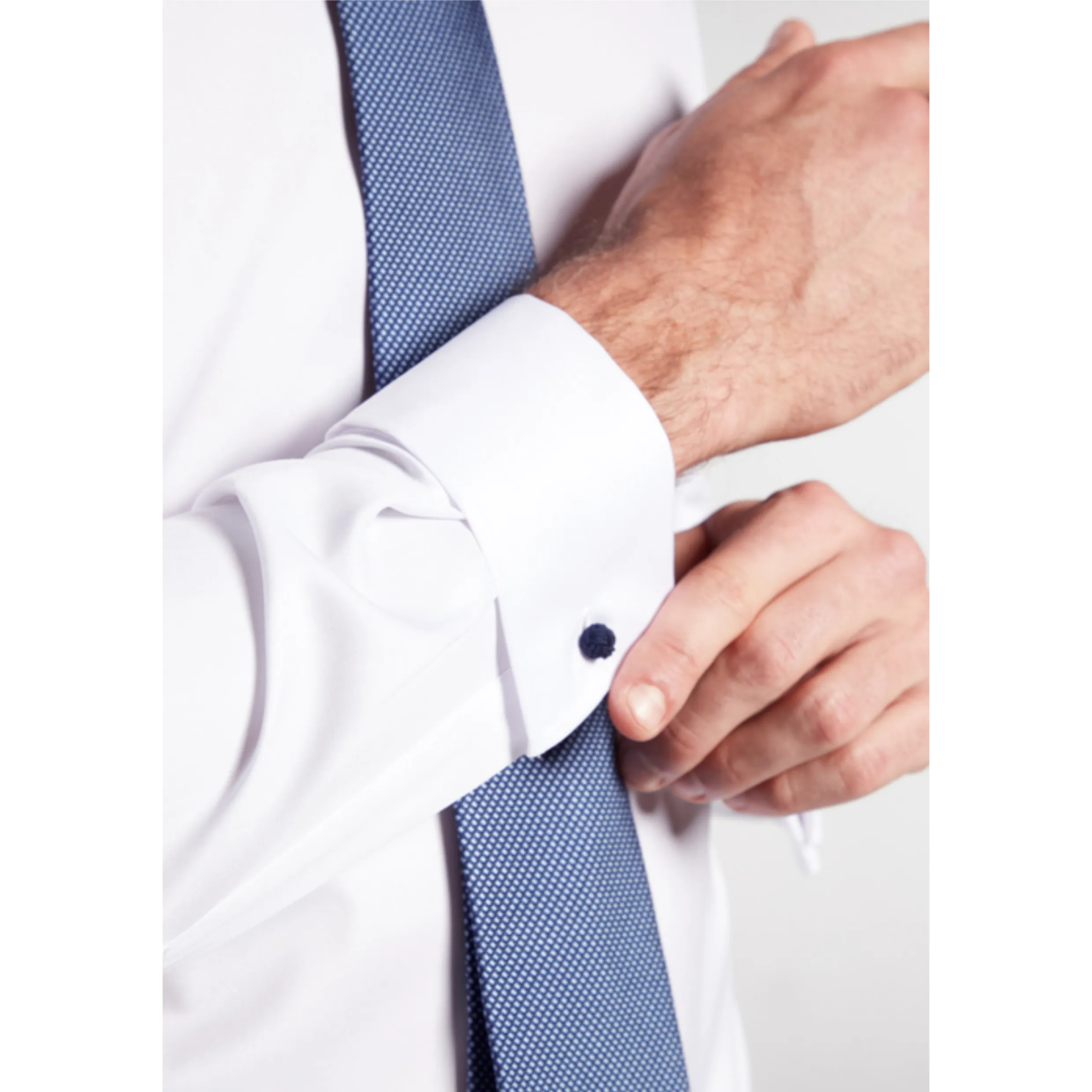 Eterna Tattoo Cover Up Shirt Swiss Cotton Non Iron Double Cuff - White