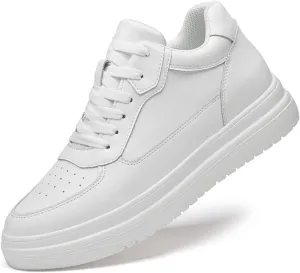 Men's Invisible Height Increasing Shoes Leather Height Lifting Elevator Shoes Height-Boosting Fashion Sneakers 2.4'' Taller