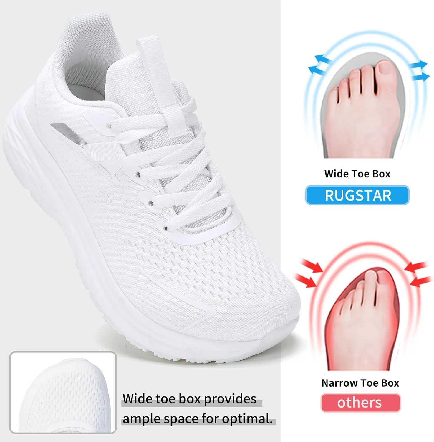 Men's Wide Toe Box Running and Walking Shoes, Athletic Gym Tennis Cross-Training Shoes for Wide Feet, Non-Slip Workout Sneakers with Wide Width Design