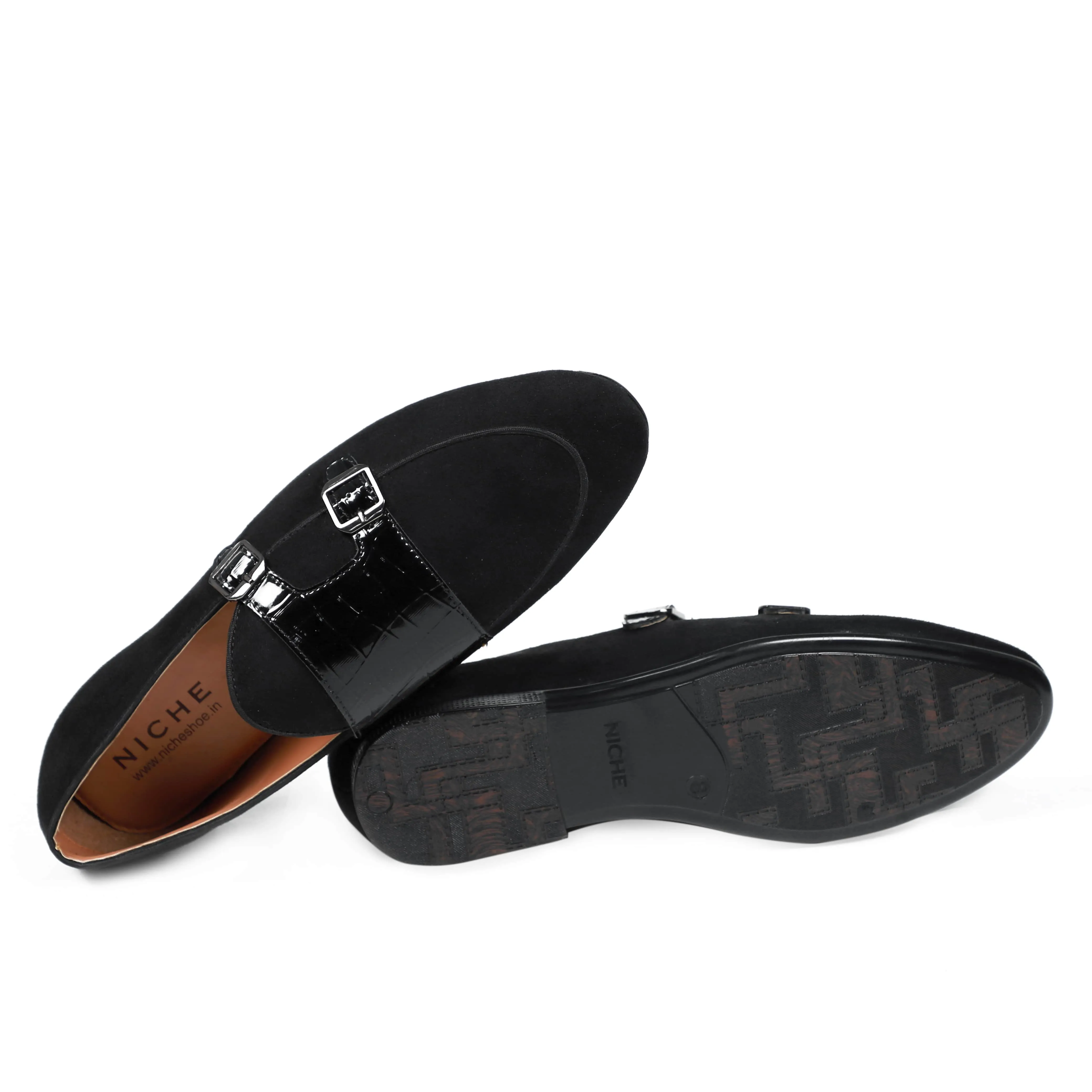 NICHE Black Croc Suede Belgian Loafer