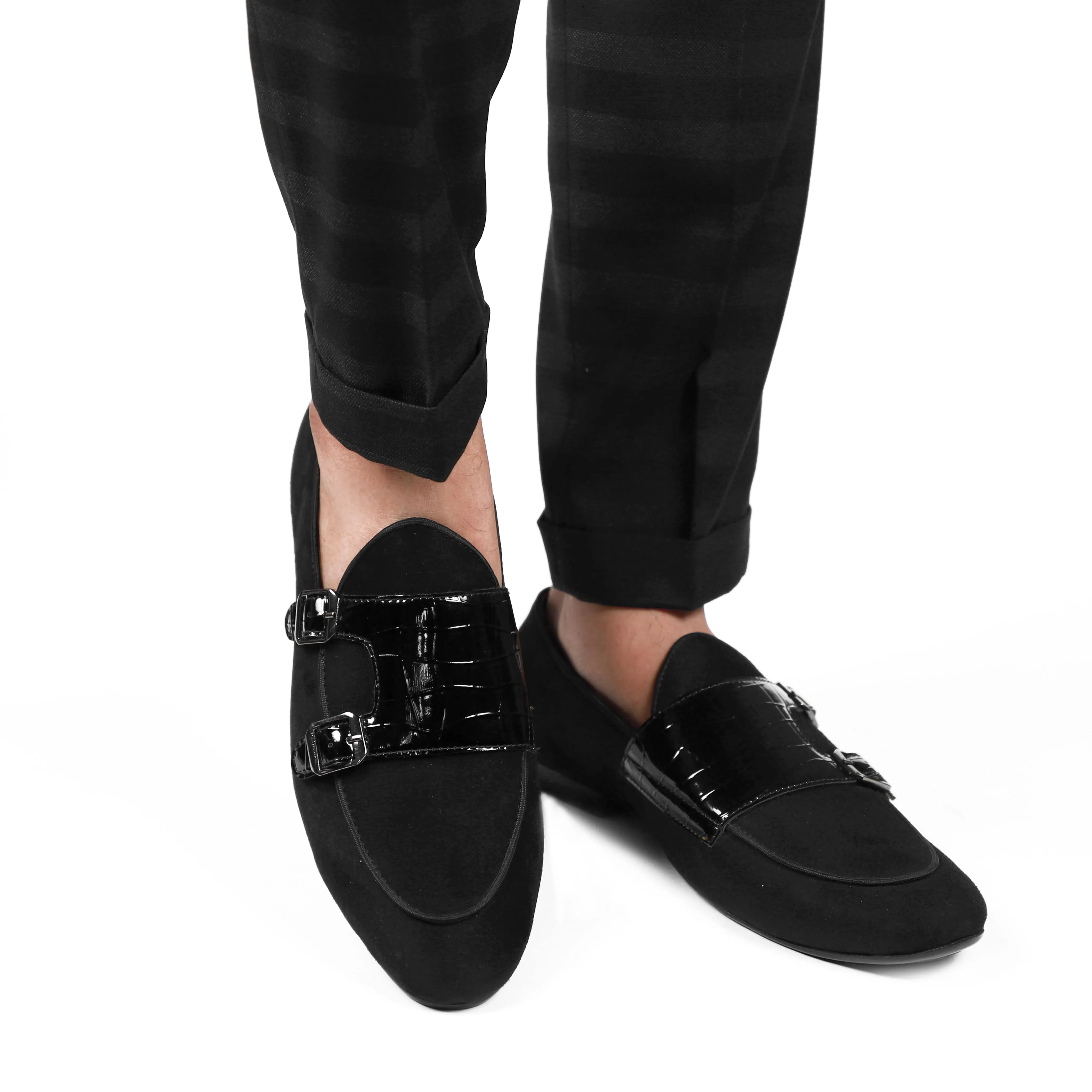 NICHE Black Croc Suede Belgian Loafer