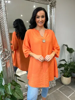 Orange Lightweight Button Dress Freya