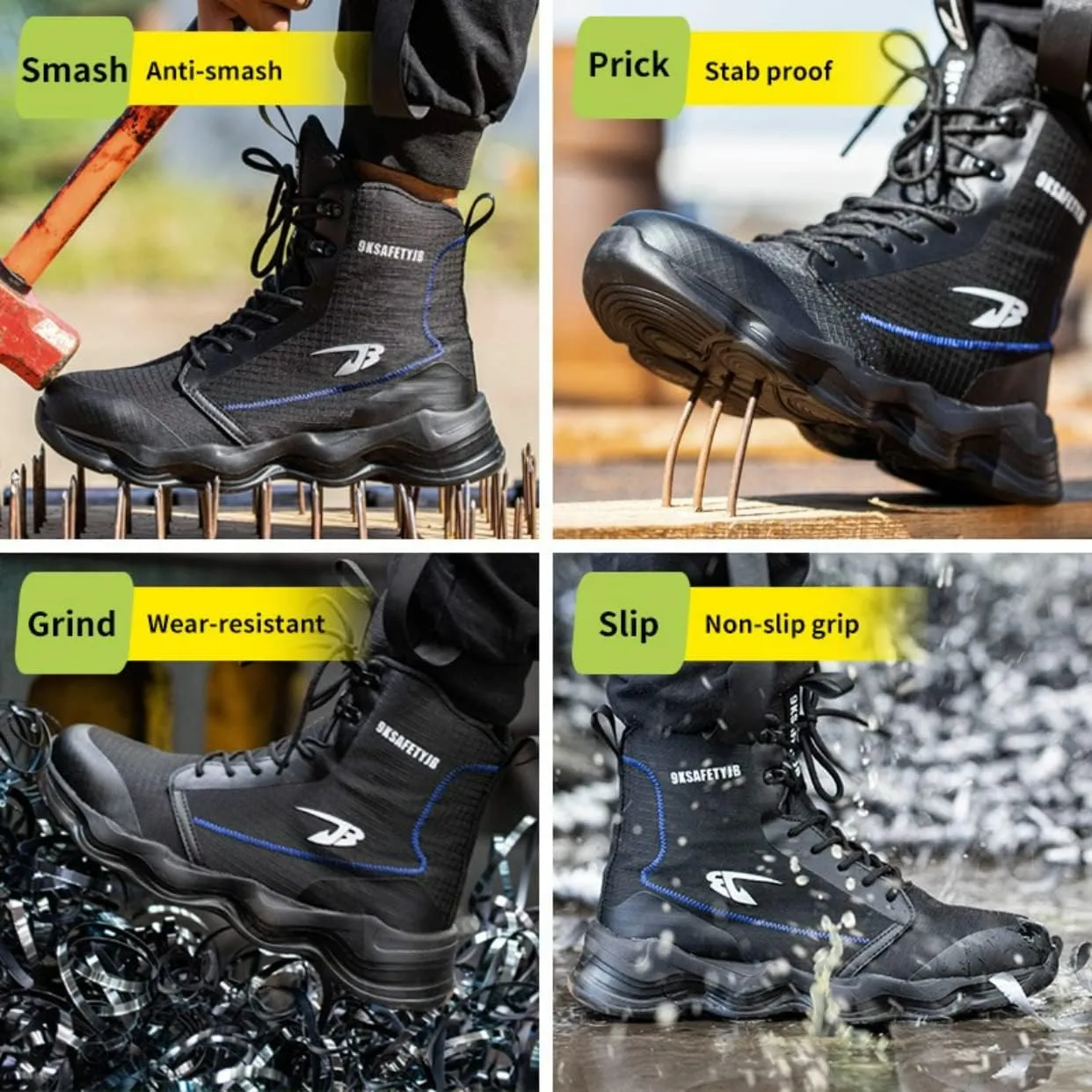 Safety Shoes for Men Fashion Industrial Construction high top Steel Toe Work Shoes Lightweight Sneakers