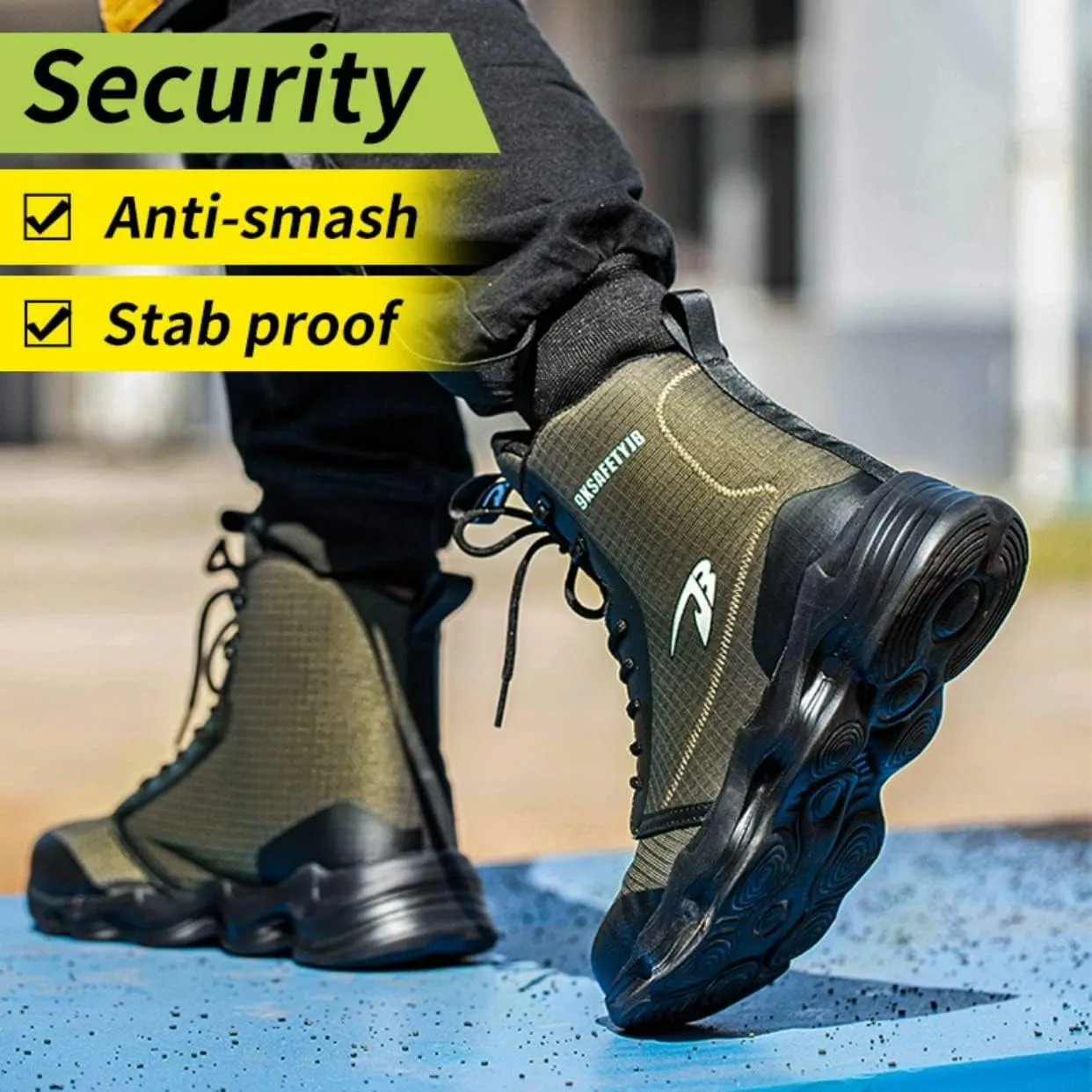 Safety Shoes for Men Fashion Industrial Construction high top Steel Toe Work Shoes Lightweight Sneakers