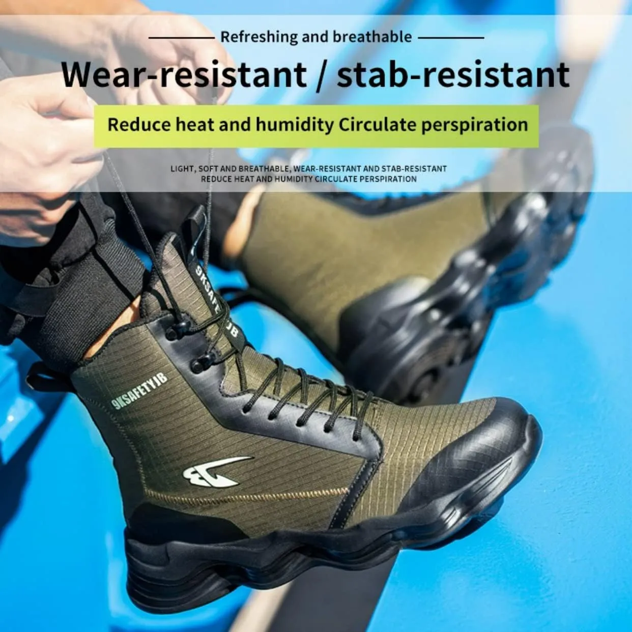 Safety Shoes for Men Fashion Industrial Construction high top Steel Toe Work Shoes Lightweight Sneakers