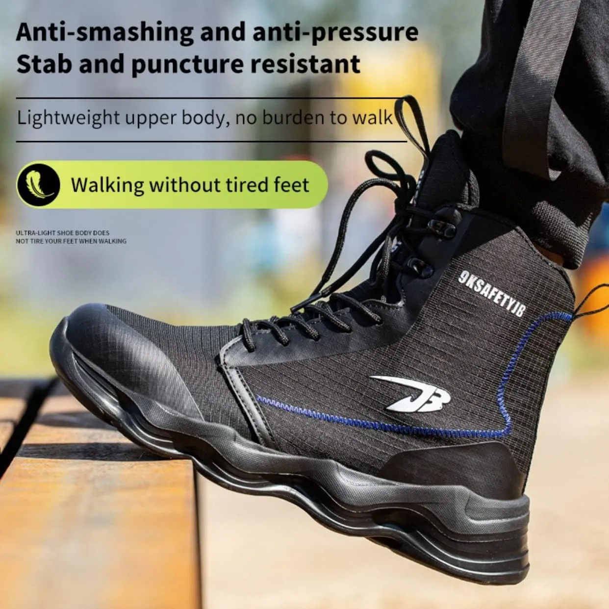 Safety Shoes for Men Fashion Industrial Construction high top Steel Toe Work Shoes Lightweight Sneakers