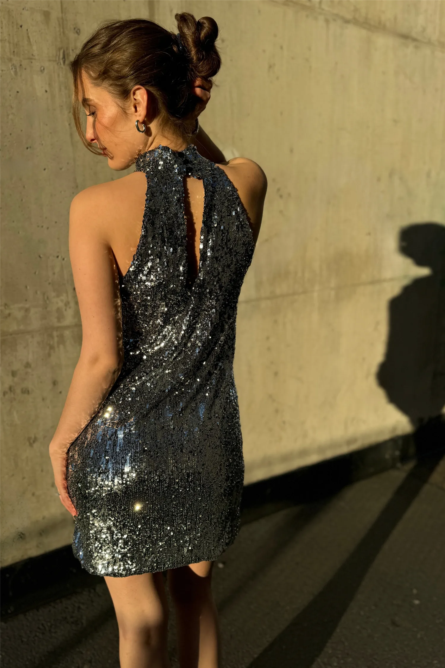 Sequin Dress Nero/Argento