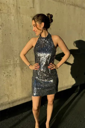Sequin Dress Nero/Argento